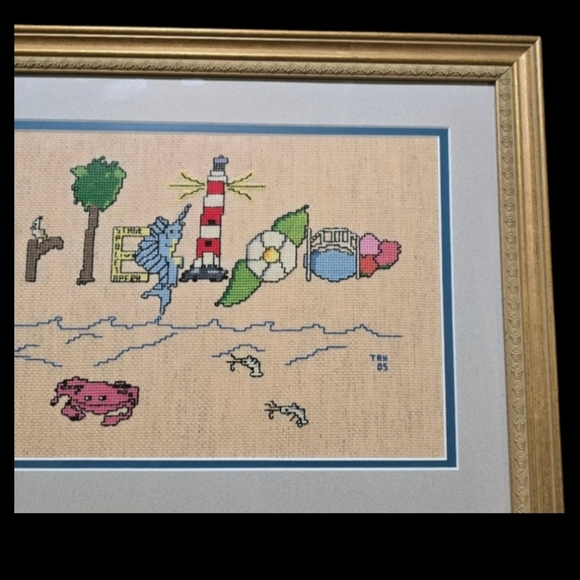 Framed Charleston Lowcountry Historical Complete Cross Stitch Pattern  23" x 14" - Picture 3 of 4